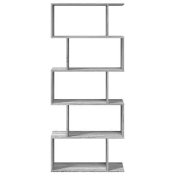  Room Divider Bookcase 5-Tier Grey Sonoma 70x24x161 cm Engineered Wood