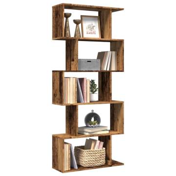  Room Divider Bookcase 5-Tier Old Wood 70x24x161 cm Engineered Wood