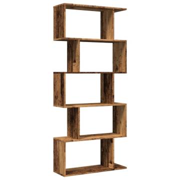  Room Divider Bookcase 5-Tier Old Wood 70x24x161 cm Engineered Wood