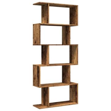  Room Divider Bookcase 5-Tier Old Wood 70x24x161 cm Engineered Wood