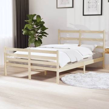 Bed Frame Solid Wood Pine 120x190 cm Small Double