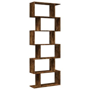  Room Divider Bookcase 6-Tier Smoked Oak 70x24x193 cm Engineered Wood