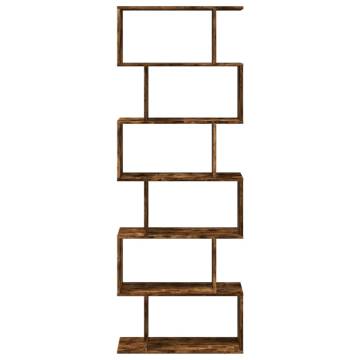  Room Divider Bookcase 6-Tier Smoked Oak 70x24x193 cm Engineered Wood