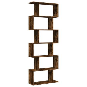  Room Divider Bookcase 6-Tier Smoked Oak 70x24x193 cm Engineered Wood