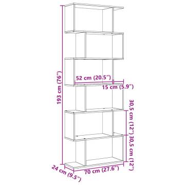  Room Divider Bookcase 6-Tier Smoked Oak 70x24x193 cm Engineered Wood