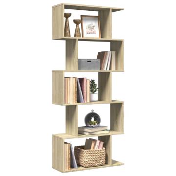  Room Divider Bookcase 5-Tier Sonoma Oak 70x24x161 cm Engineered Wood