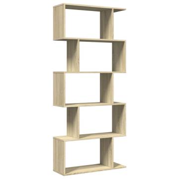  Room Divider Bookcase 5-Tier Sonoma Oak 70x24x161 cm Engineered Wood