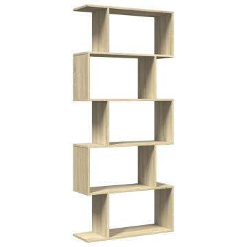  Room Divider Bookcase 5-Tier Sonoma Oak 70x24x161 cm Engineered Wood