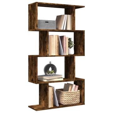  Room Divider Bookcase 4-Tier Smoked Oak 70x24x129 cm Engineered Wood