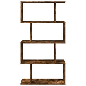  Room Divider Bookcase 4-Tier Smoked Oak 70x24x129 cm Engineered Wood