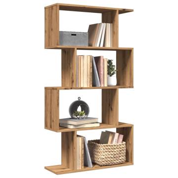  Room Divider Bookcase 4-Tier Artisan Oak 70x24x129 cm Engineered Wood