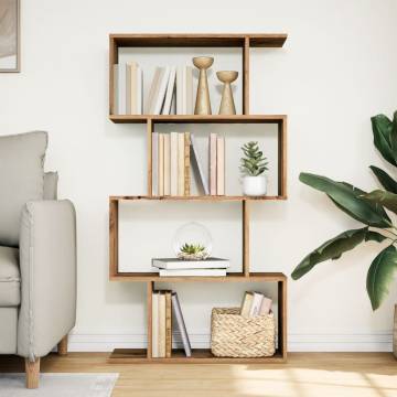  Room Divider Bookcase 4-Tier Artisan Oak 70x24x129 cm Engineered Wood