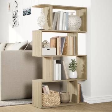  Room Divider Bookcase 4-Tier Sonoma Oak 70x24x129 cm Engineered Wood