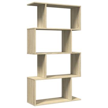  Room Divider Bookcase 4-Tier Sonoma Oak 70x24x129 cm Engineered Wood