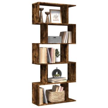  Room Divider Bookcase 5-Tier Smoked Oak 70x24x161 cm Engineered Wood