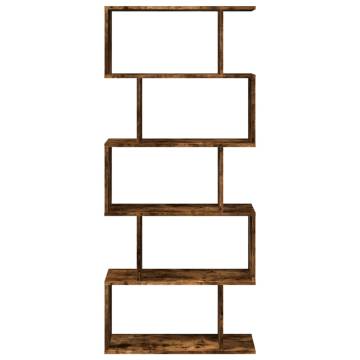  Room Divider Bookcase 5-Tier Smoked Oak 70x24x161 cm Engineered Wood