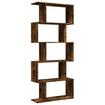  Room Divider Bookcase 5-Tier Smoked Oak 70x24x161 cm Engineered Wood