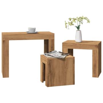  Nesting Coffee Tables 3 pcs Artisian Oak Engineered Wood