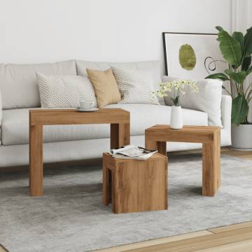  Nesting Coffee Tables 3 pcs Artisian Oak Engineered Wood