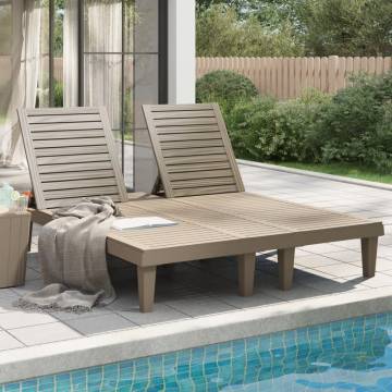 Double Sun Lounger Light Brown 155x138x83 cm Polypropylene