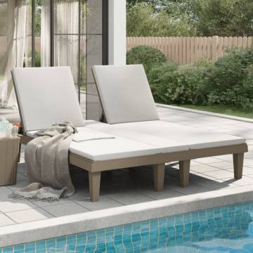 Double Sun Lounger Light Brown 155x138x83 cm Polypropylene