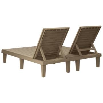 Double Sun Lounger Light Brown 155x138x83 cm Polypropylene