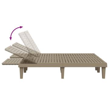 Double Sun Lounger Light Brown 155x138x83 cm Polypropylene