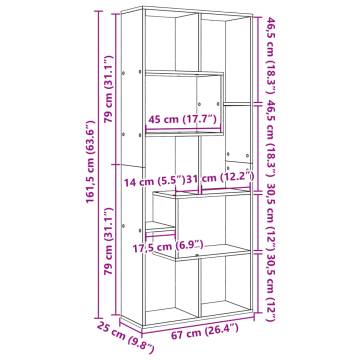  Room Divider Bookcase White 67x25x161.5 cm Engineered Wood