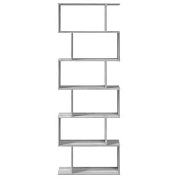  Room Divider Bookcase 6-Tier Grey Sonoma 70x24x193 cm Engineered Wood