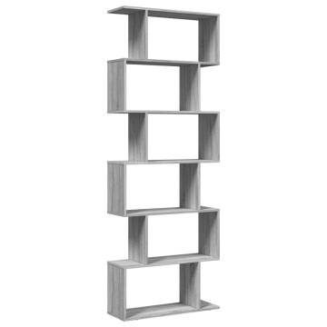  Room Divider Bookcase 6-Tier Grey Sonoma 70x24x193 cm Engineered Wood