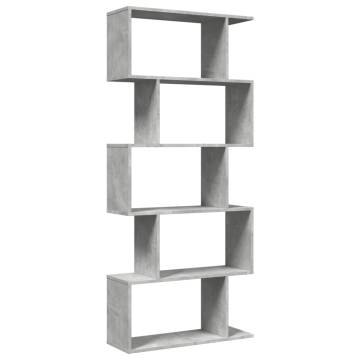  Room Divider Bookcase 5-Tier Concrete Grey 70x24x161 cm Engineered Wood