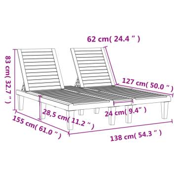 Double Sun Lounger Light Brown 155x138x83 cm Polypropylene