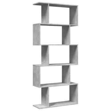  Room Divider Bookcase 5-Tier Concrete Grey 70x24x161 cm Engineered Wood