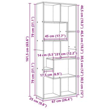  Room Divider Bookcase Sonoma Oak 67x25x161.5 cm Engineered Wood