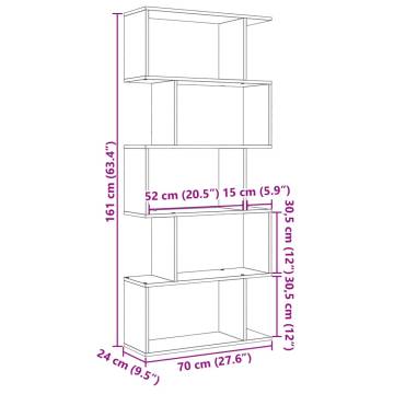  Room Divider Bookcase 5-Tier Black 70x24x161 cm Engineered Wood