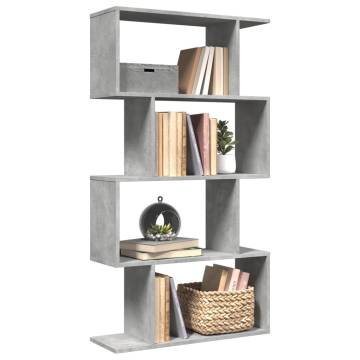  Room Divider Bookcase 4-Tier Concrete Grey 70x24x129 cm Engineered Wood