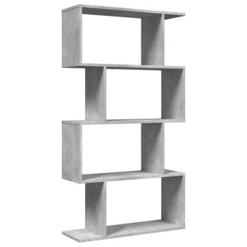  Room Divider Bookcase 4-Tier Concrete Grey 70x24x129 cm Engineered Wood