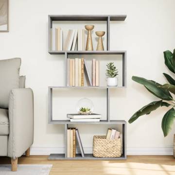  Room Divider Bookcase 4-Tier Concrete Grey 70x24x129 cm Engineered Wood