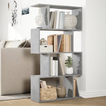  Room Divider Bookcase 4-Tier Concrete Grey 70x24x129 cm Engineered Wood