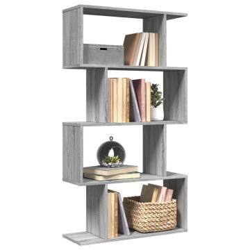  Room Divider Bookcase 4-Tier Grey Sonoma 70x24x129 cm Engineered Wood