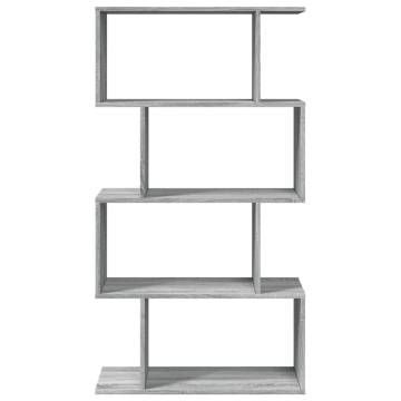  Room Divider Bookcase 4-Tier Grey Sonoma 70x24x129 cm Engineered Wood