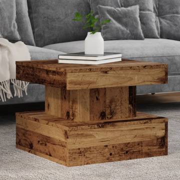  Coffee Table with LED Lights Old Wood 50x50x40 cm