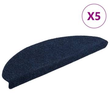  Self-adhesive Stair Mats 5 pcs Navy 65x21x4 cm Needle Punch