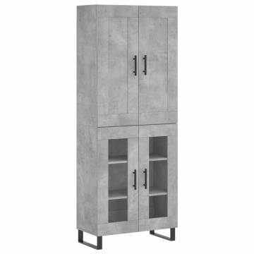 Highboard Concrete Grey 69.5x34x180 cm Engineered Wood