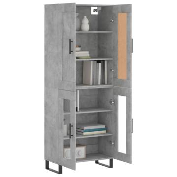 Highboard Concrete Grey 69.5x34x180 cm Engineered Wood