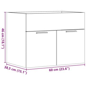  Sink Cabinet Concrete Grey 60x38.5x46 cm Engineered Wood