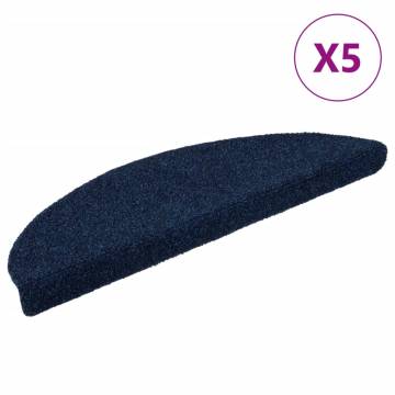  Self-adhesive Stair Mats 5 pcs Navy 56x17x3 cm Needle Punch