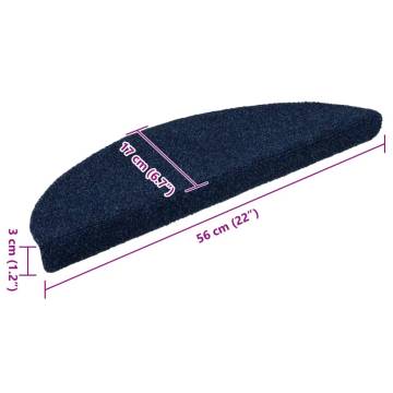  Self-adhesive Stair Mats 5 pcs Navy 56x17x3 cm Needle Punch