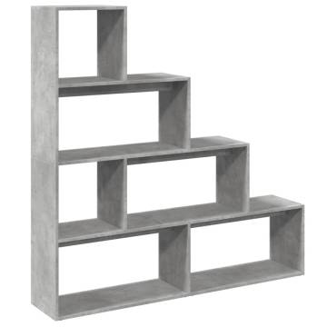  Room Divider Bookcase 4-Tier Concrete Grey 143.5x29x143.5 cm Engineered Wood