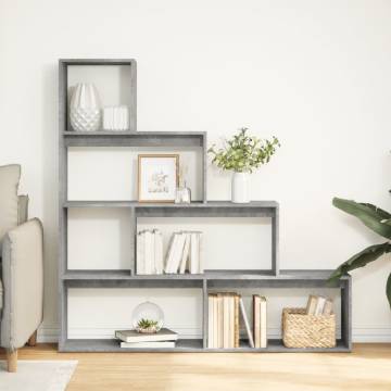  Room Divider Bookcase 4-Tier Concrete Grey 143.5x29x143.5 cm Engineered Wood